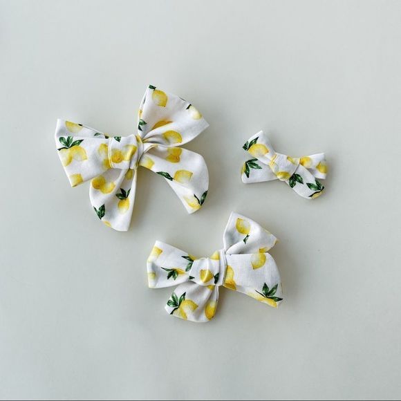 Mini Lemon Summer Hair Bow - Picture 2 of 3